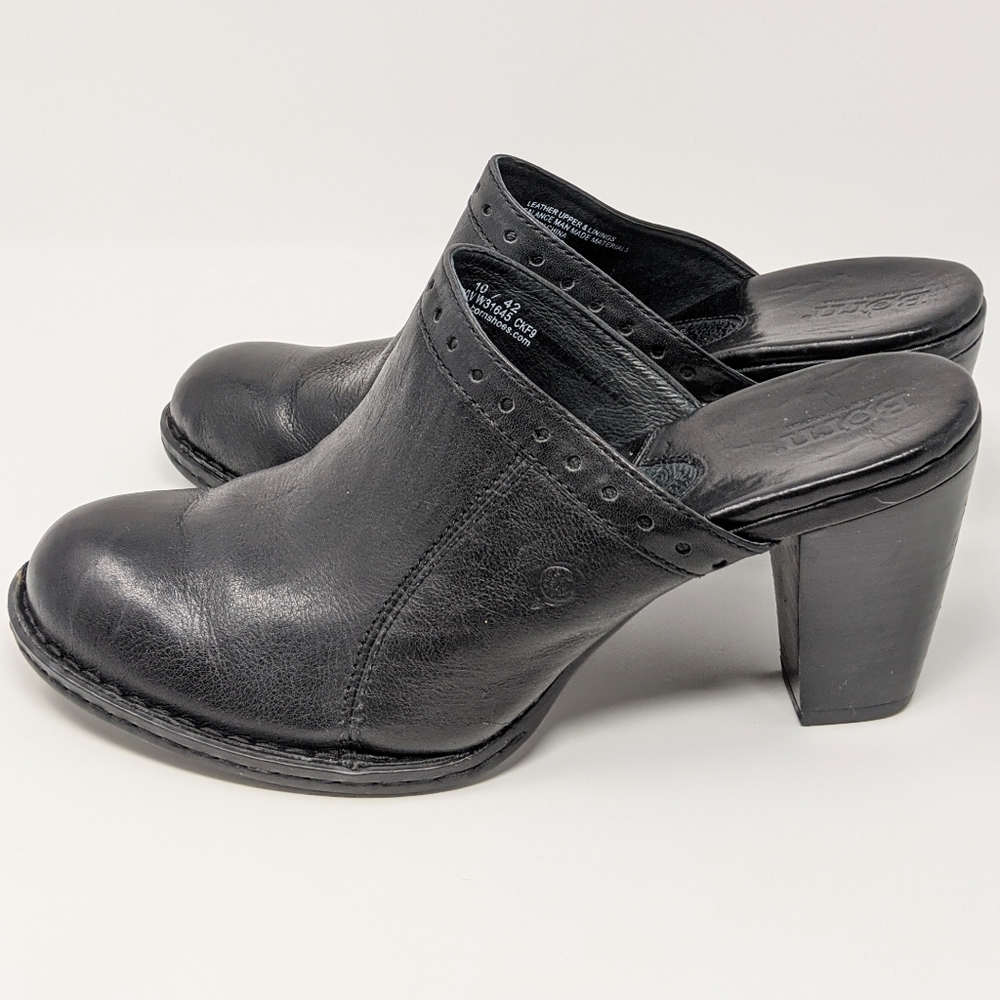 Born Lella Black Leather Clog Women's Size 10